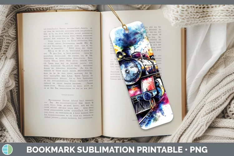Watercolor Train Bookmark Sublimation Printable Designs