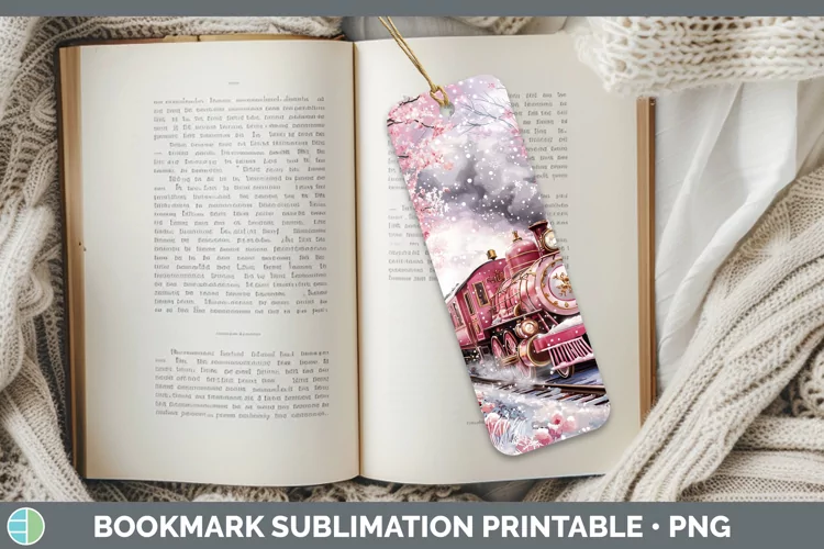 Watercolor Train Bookmark Sublimation Printable Designs