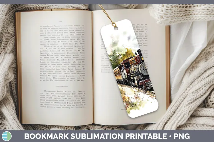 Watercolor Train Bookmark Sublimation Printable Designs