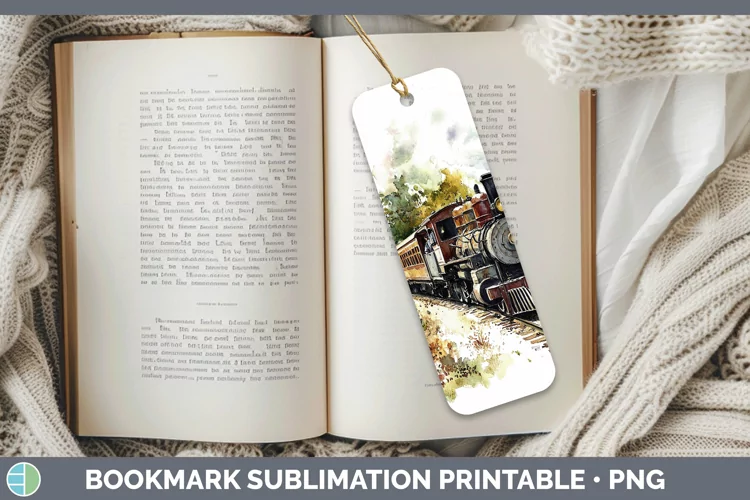 Watercolor Train Bookmark Sublimation Printable Designs