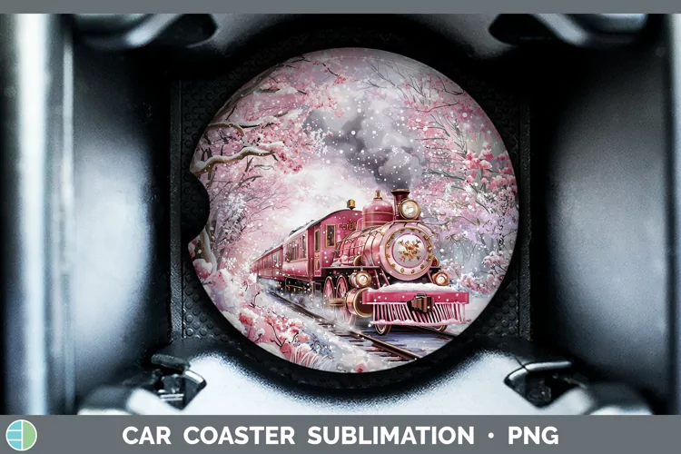 Watercolor Train Car Coaster Sublimation Designs