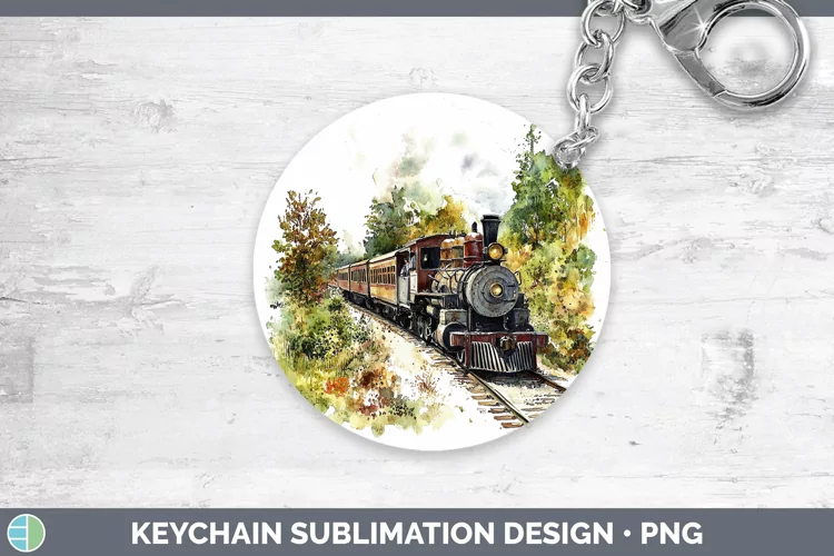 Watercolor Train Keychain Sublimation Keyring Designs