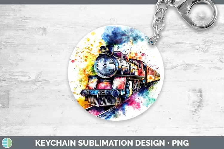 Watercolor Train Keychain Sublimation Keyring Designs