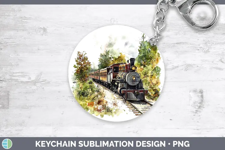 Watercolor Train Keychain Sublimation Keyring Designs