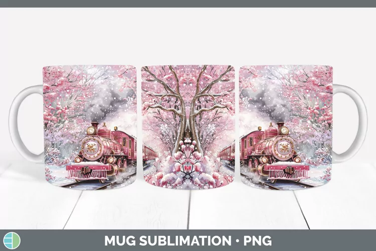 Watercolor Train Mug Wrap Sublimation Coffee Cup Designs