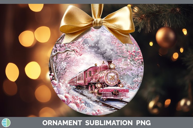 Watercolor Train Ornament Sublimation Bauble Designs