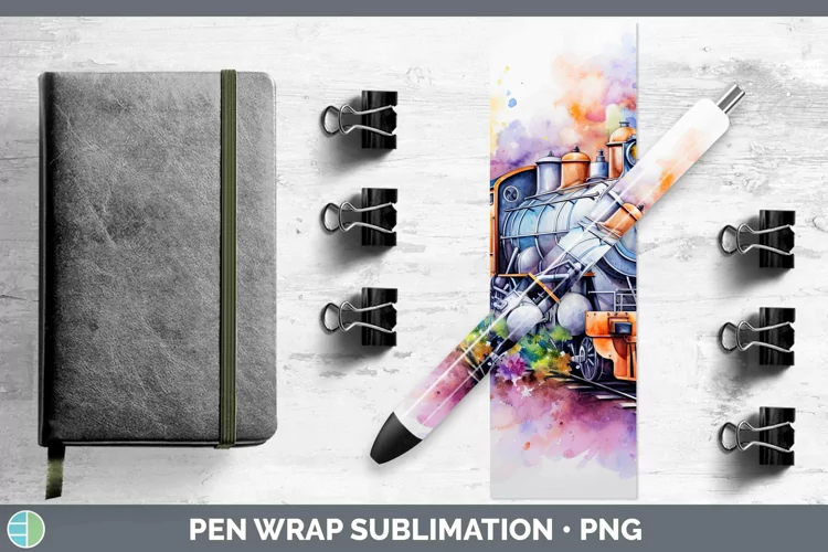 Watercolor Train Pen Wrap Sublimation Epoxy Pen Designs