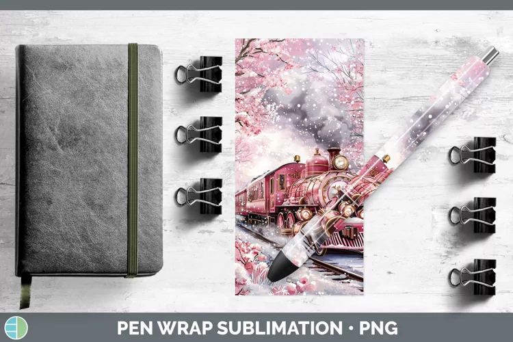 Watercolor Train Pen Wrap Sublimation Pen Designs