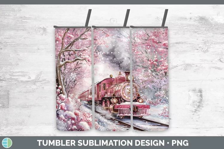 Watercolor Train Tumbler Sublimation 20 oz Skinny Tumbler De