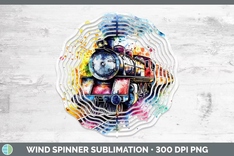 Watercolor Train Wind Spinner Sublimation Spinner Designs