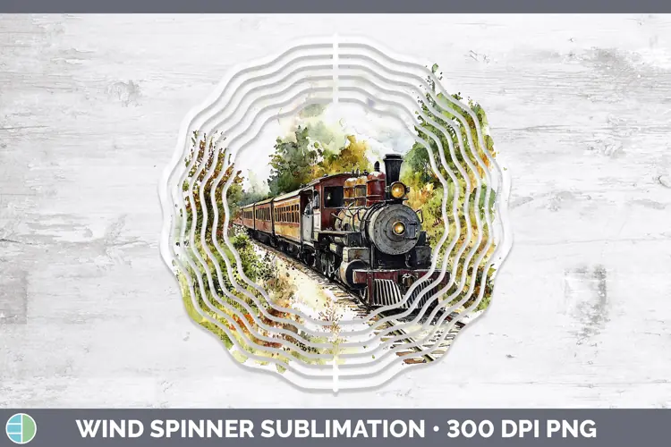 Watercolor Train Wind Spinner Sublimation Spinner Designs