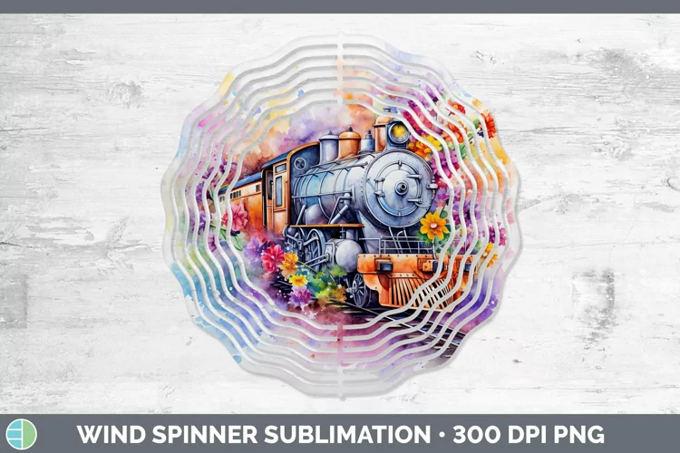 Watercolor Train Wind Spinner Sublimation Spinner Designs