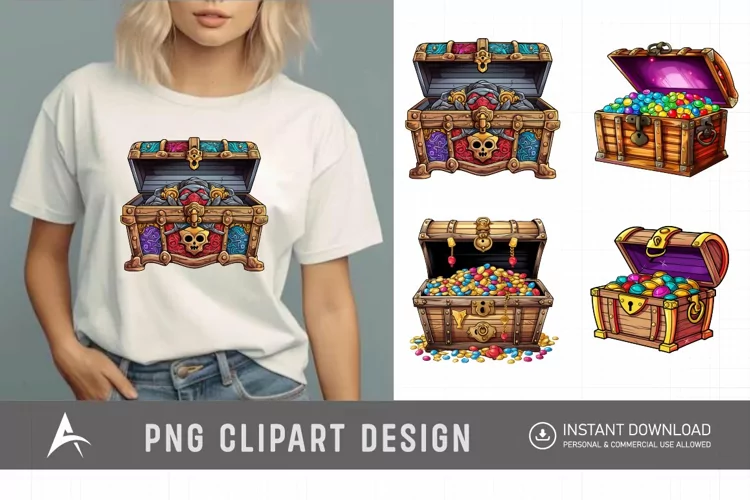Watercolor Treasure Chest Clipart