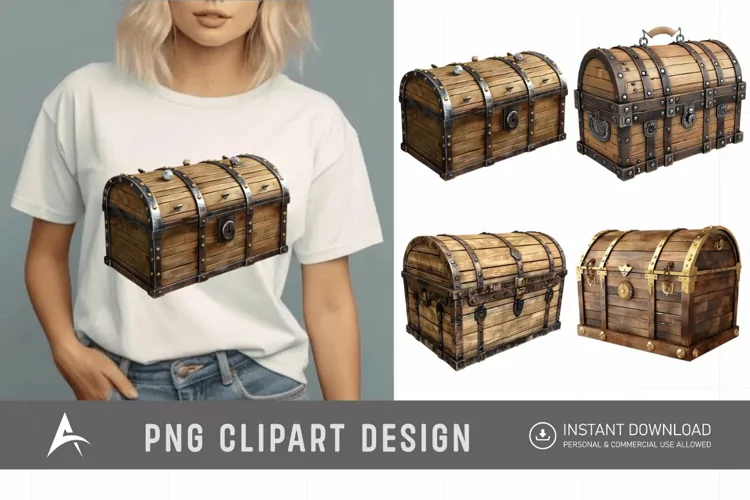 Watercolor Treasure Chest Clipart