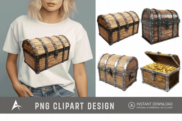 Watercolor Treasure Chest Clipart