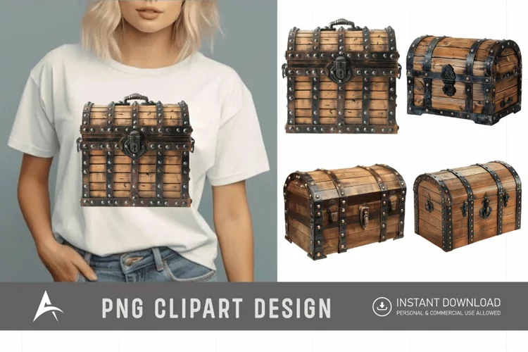 Watercolor Treasure Chest Clipart
