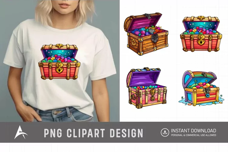 Watercolor Treasure Chest Clipart