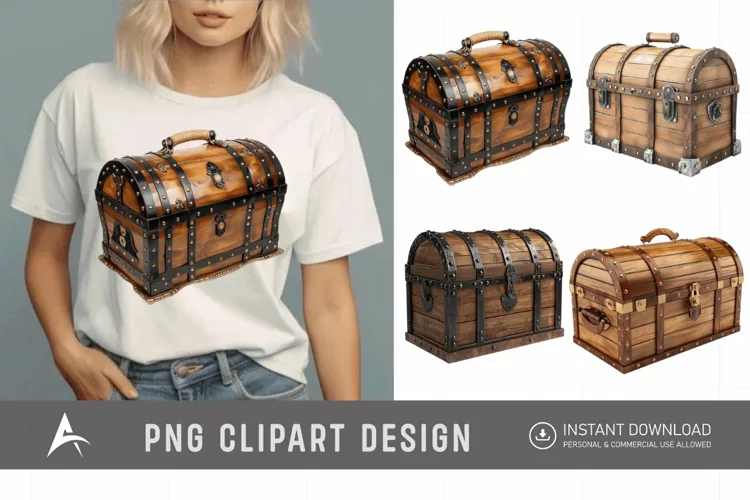 Watercolor Treasure Chest Clipart