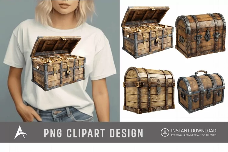 Watercolor Treasure Chest Clipart