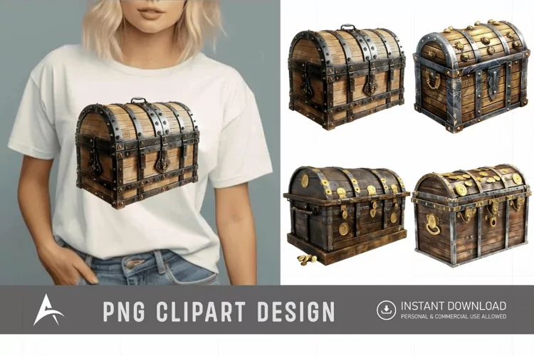 Watercolor Treasure Chest Clipart