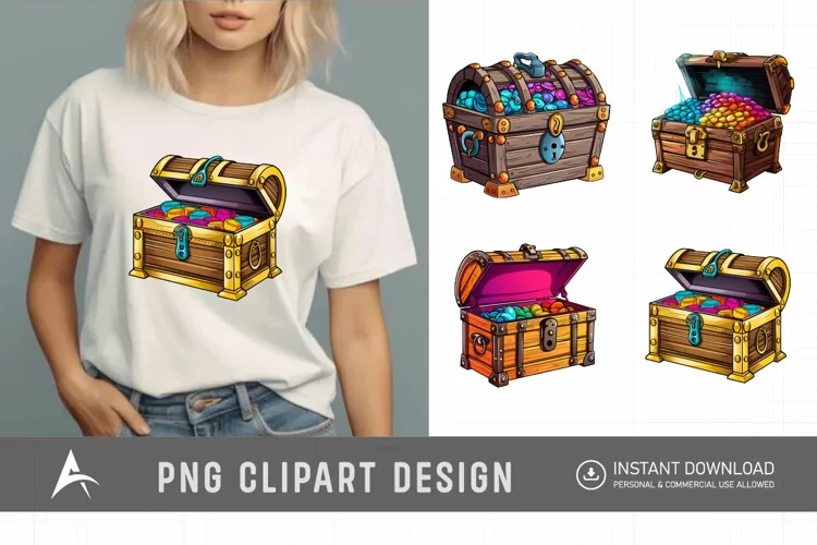 Watercolor Treasure Chest Clipart