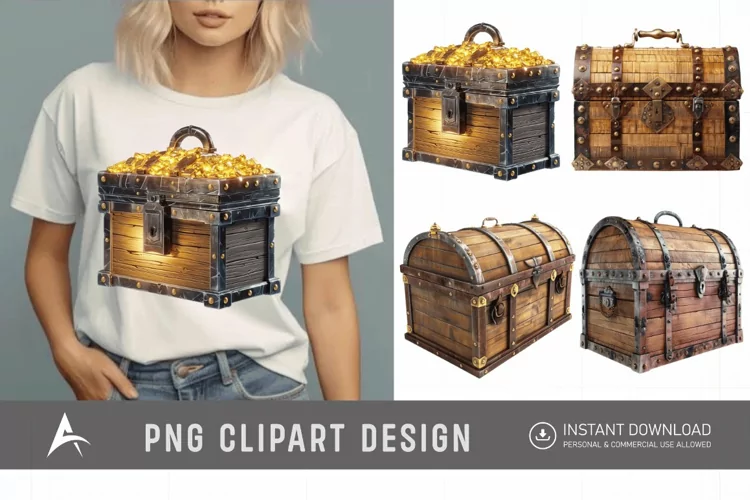 Watercolor Treasure Chest Clipart