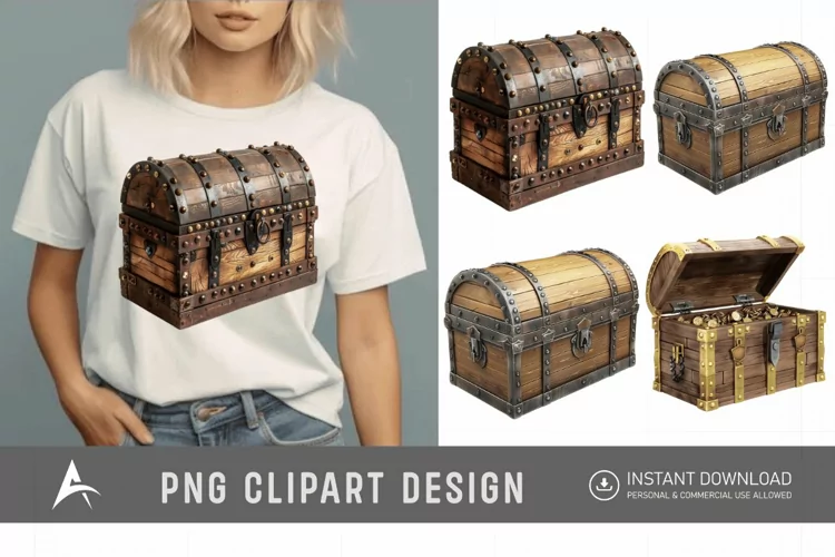 Watercolor Treasure Chest Clipart