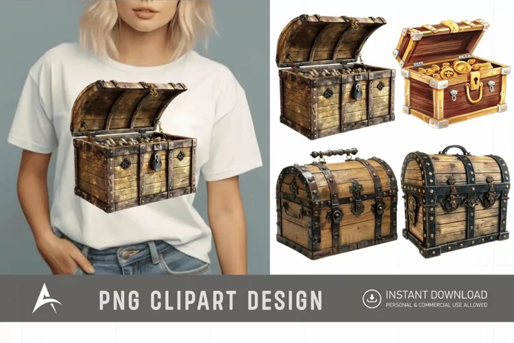 Watercolor Treasure Chest Clipart