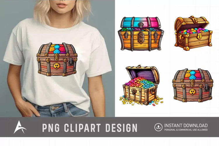 Watercolor Treasure Chest Clipart