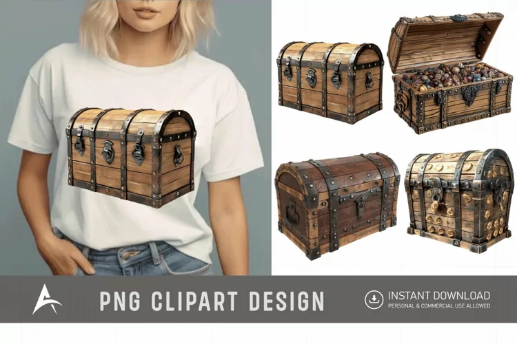 Watercolor Treasure Chest Clipart