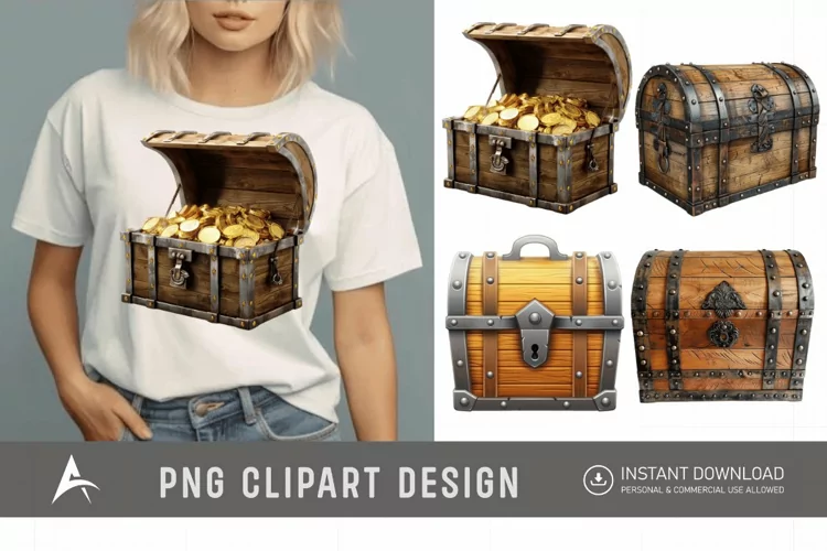 Watercolor Treasure Chest Clipart