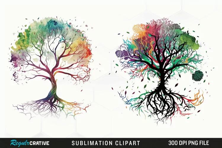 Watercolor Tree Of Life Sublimation PNG Clipart