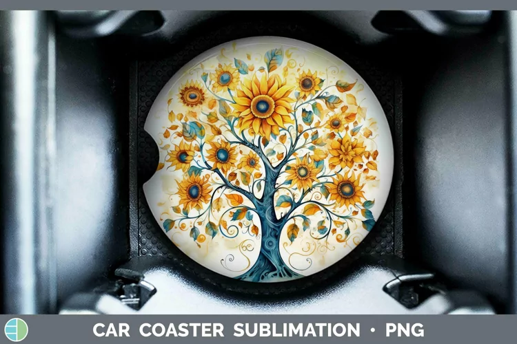Watercolor Tree of Life Car Coaster Sublimation Coaster Desi