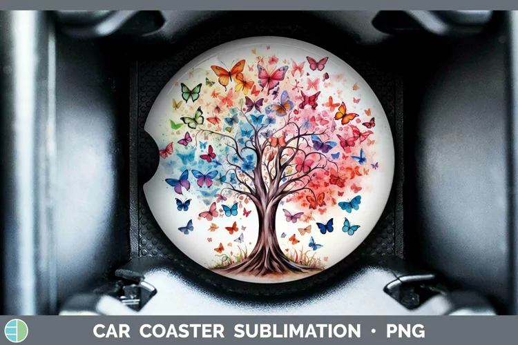 Watercolor Tree of Life Car Coaster Sublimation Coaster Desi
