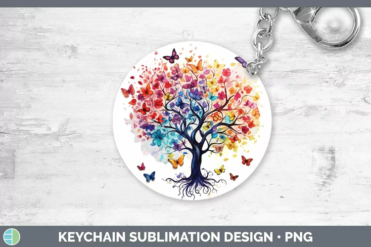 Watercolor Tree of Life Keychain Sublimation Keyring Designs