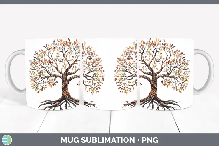 Watercolor Tree of Life Mug Wrap Sublimation Coffee Cup Desi
