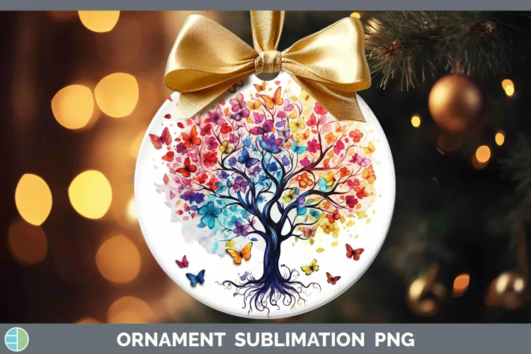Watercolor Tree of Life Ornament Sublimation Bauble Designs