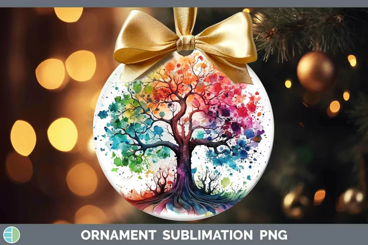 Watercolor Tree of Life Ornament Sublimation Bauble Designs