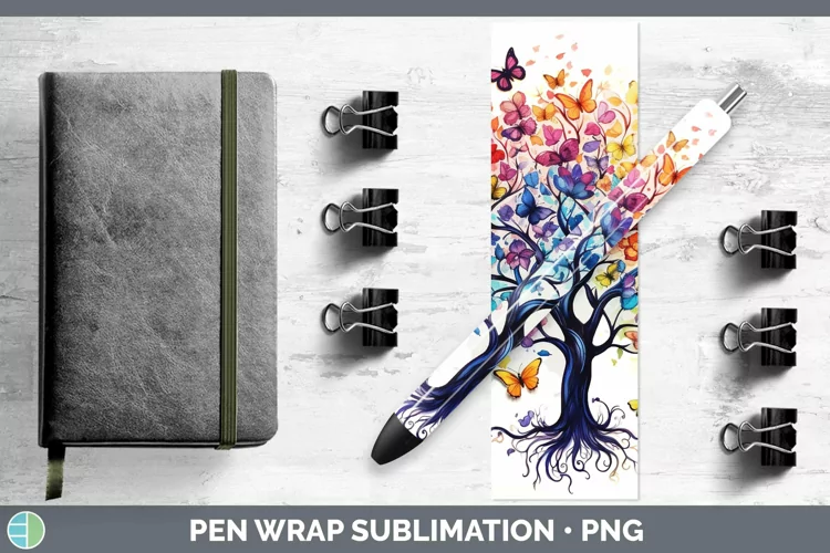Watercolor Tree of Life Pen Wrap Sublimation Epoxy Pen Desig