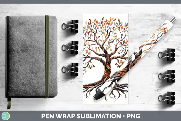 Watercolor Tree of Life Pen Wrap Sublimation Pen Designs