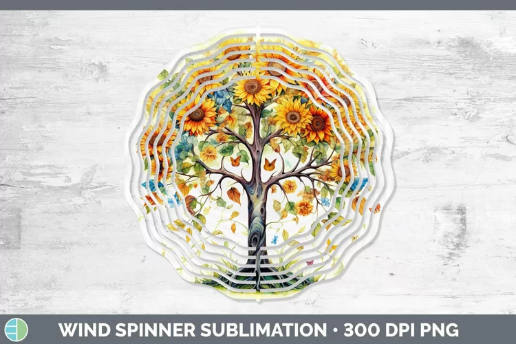 Watercolor Tree of Life Wind Spinner Sublimation Spinner Des