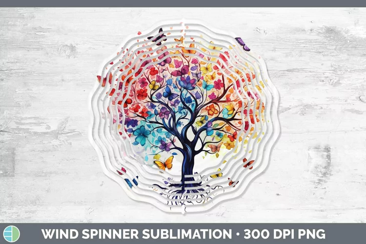 Watercolor Tree of Life Wind Spinner Sublimation Spinner Des