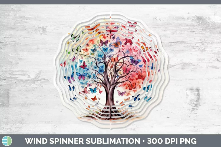 Watercolor Tree of Life Wind Spinner Sublimation Spinner Des