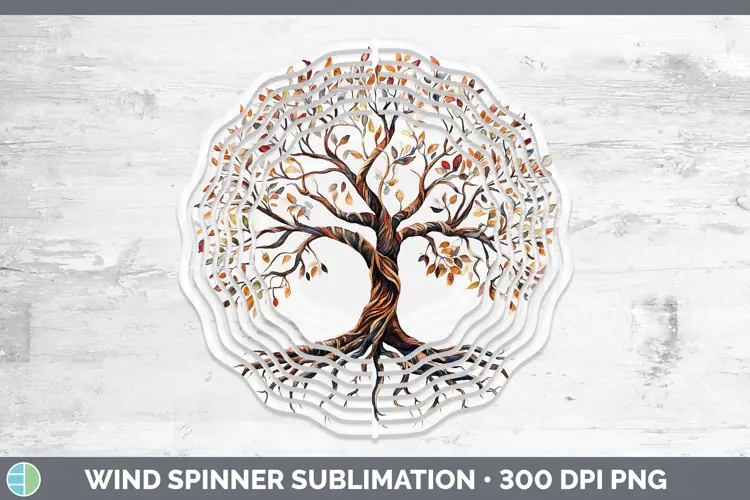 Watercolor Tree of Life Wind Spinner Sublimation Spinner Des