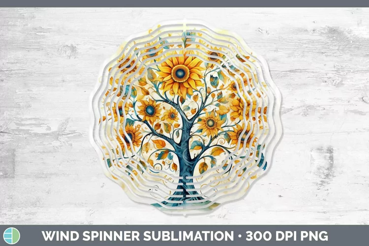 Watercolor Tree of Life Wind Spinner Sublimation Spinner Des