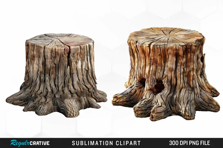 Watercolor Tree Stump Graphics Clipart