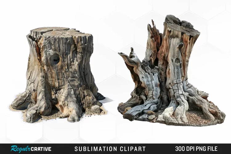 Watercolor Tree Stump Graphics Clipart