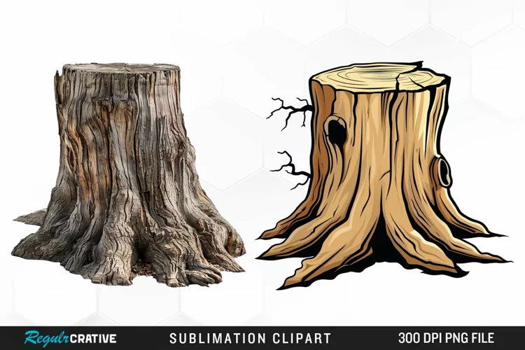 Watercolor Tree Stump Image Clipart