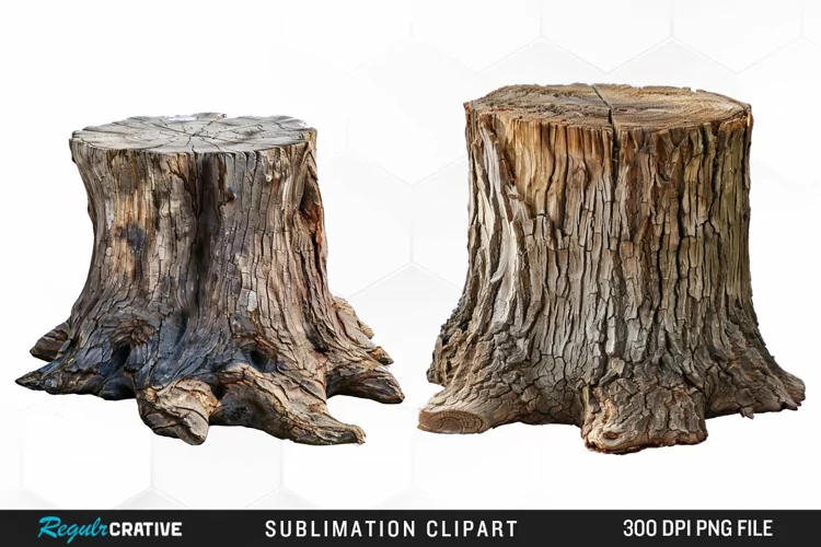 Watercolor Tree Stump Graphics Clipart