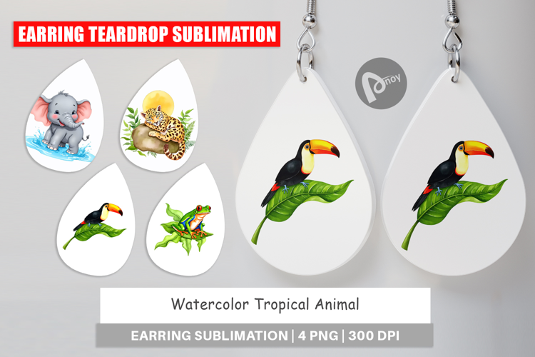 Earring Tropical Animals Watercolor